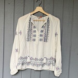Knox Rose Cream Embroidered Blouse Size Xsmall